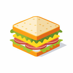 Isometric Square Sandwich With Cheese Ham And Salad