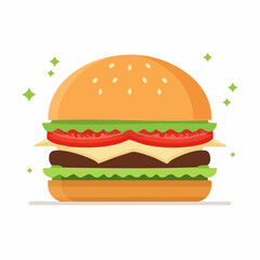 Colorful Flat Design Illustration Of A Burger