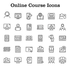 Online Course icons vector editable