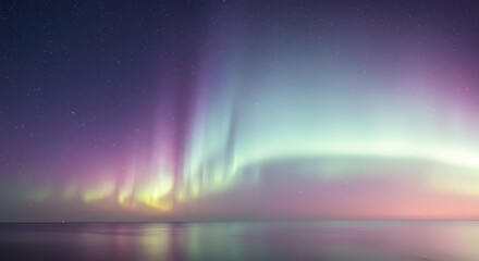 Aurora Borealis over Calm Ocean: Magical Night Sky Photography