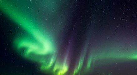 Vibrant Green Aurora Borealis Dancing Across the Starry Night Sky
