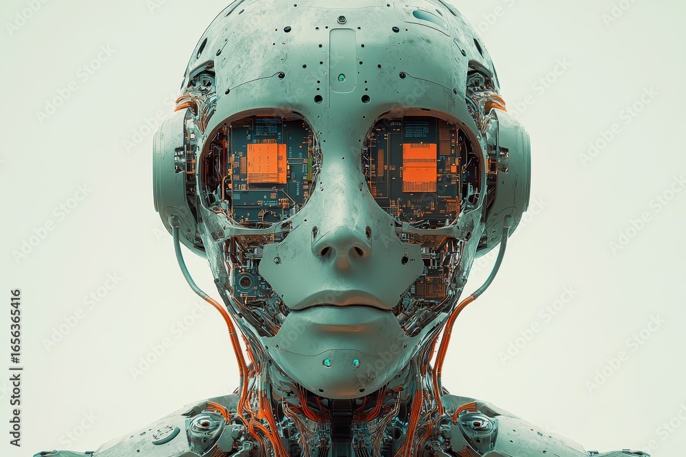 Aufkleber Exploring futuristic digital technology in artificial intelligence design and robotics