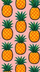 Vibrant pineapples on pink.