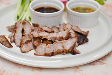 grilled pork , pork steak or sliced pork