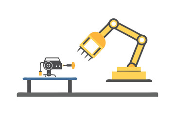 Industrial Robotic Arm Bold Vector Illustration - Automation & Factory Icon