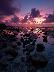 Obraz premium the scene captures a beautiful coastal view at sunset or sunrise