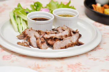 grilled pork , pork steak or sliced pork