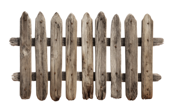 Aged wooden picket fence