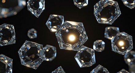 Luminous Crystal Clusters: Elegant 3D Render of Sparkling Gems