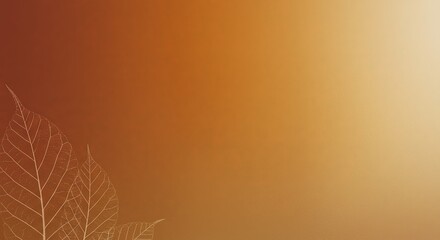Elegant Skeleton Leaves on Warm Amber Gradient Background