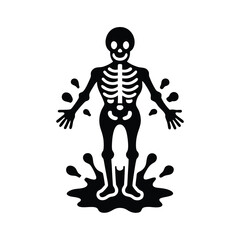 Vector art of skeleton figure with water splashes around it