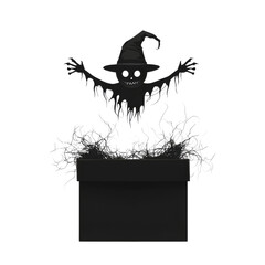 Spooky Halloween decoration with ghostly figure in a box