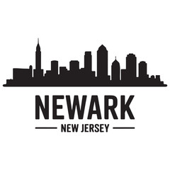 Naklejka premium Newark skyline horizontal banner. Newark, New Jersey. Vector template for your design. Vector black silhouette. with white background