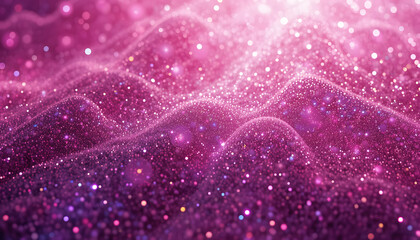 "Abstract Glitter Waves in Pink and Purple – Ethereal Flow of Sparkling Particles in Motion"