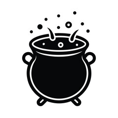 Vector art of witchs cauldron bubbling with a magical potion, symbolizing witchcraft, spells, and fantasy