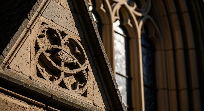 Christian Fish Symbol on a Church