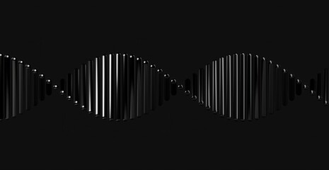 A captivating black and white depiction of a DNA strand