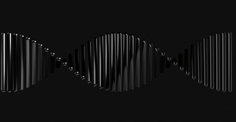 A mesmerizing 3D render of a DNA strand, beautifully illuminated against a dark backdrop