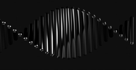 A detailed 3D rendered image of a black DNA strand, representing the essence of life