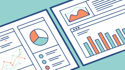 Fototapeta premium Illustrated Business Data Report with Charts and Graphs.