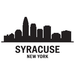 Obraz premium Syracuse skyline horizontal banner. Syracuse, New York. Vector template for your design. Vector black silhouette. with white background
