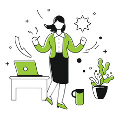 Freelance Work and Home Office Illustration