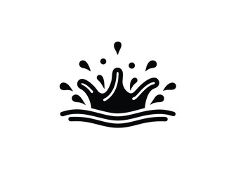 Vector art of dynamic black and illustration of a water splash with ripples, representing fluid motion and energy