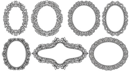 Ornate Decorative Oval and Round Frames with Floral and Scrollwork Designs decorative frames ornate frames