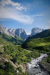 Majestic Alpine Valley River Landscape in Gannan China Mountain Scenery Natural Wonder View