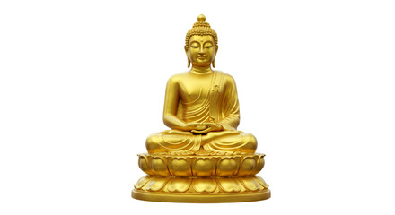 Fototapeta premium Golden Buddha Statue on Decorative Pedestal