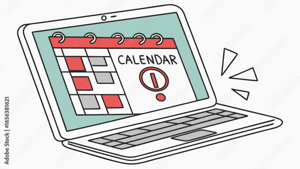 Fototapete laptop displaying a calendar with marked dates and triangles.