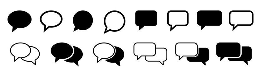 Comment icon speech bubble symbol. Speech bubble collection . Cloud speech bubbles collection. Black speech bubble . Vector illustration