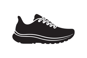Minimalist Black and White Running Shoe Silhouette Design