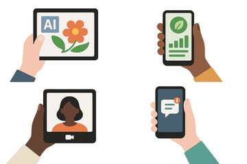 Hands Holding Digital Devices with Content