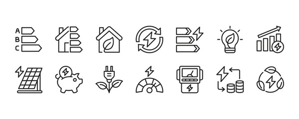 Energy Efficiency Icon Set. Vector Graphic Illustration.