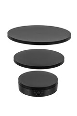 Sleek black rotating base with USB input, used for professional product shots