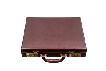 Leather briefcase with gold locks