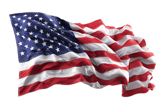 American flag waving proudly against a black background - Powered by Adobe