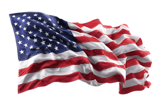 American flag waving proudly against a black background