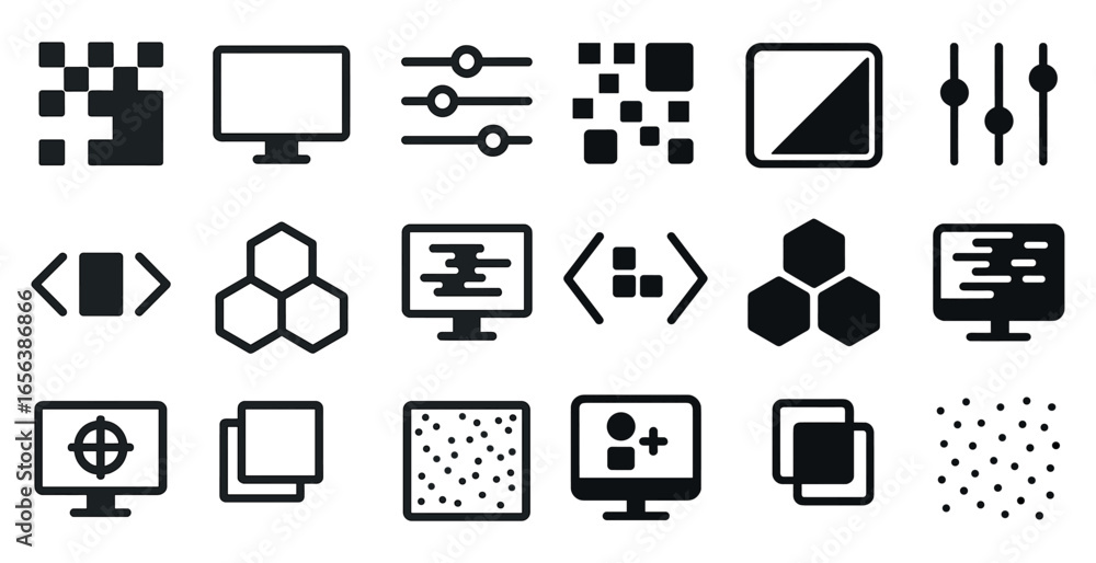 Poster set of icons for web