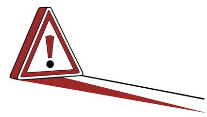 Cartoon Warning Triangle Sign with Exclamation Mark.