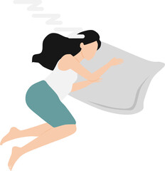 昼寝をする女性のイラスト	