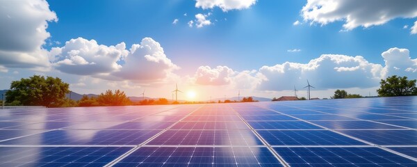 a visual metaphor of solar panels purifying polluted skies showing how renewable energy protects air quality, reduces emissions, and ensures environmental safety worldwide