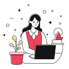  painting business illustration of a woman 