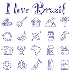 Fototapeta premium A set of icons depicting traditional and cultural symbols of Brazil.