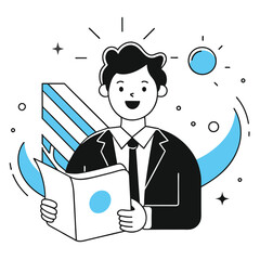  positive news business illustration of a man 