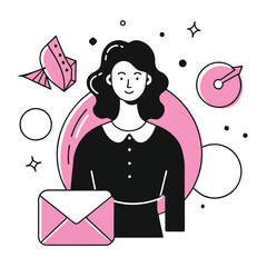  inbox business illustration of a woman  