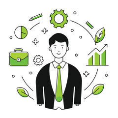   together business illustration of a man 