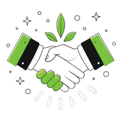 Handshake with Leaves Business Partnership Illustration