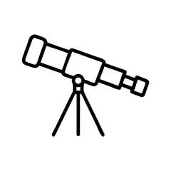 Telescope icon on transparent background in simple outline style  
